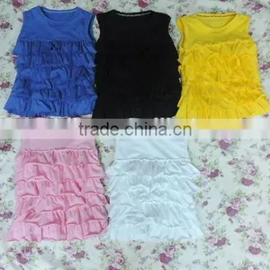Baby Summer Hot Sale Girls Tank Top Icings Solid Color Cotton Clothes 2017 Wholesale Clothes Ruffle thumbnail-3