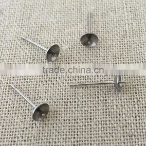Stainless Steel Handmade Stud Earrings Accessory Earrings Jewelry Making Findings Cross Bowl-Shaped Post for Ball Stud Earring thumbnail-1