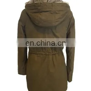Latest Fashion European Green Faux Fur Parka Jacket Women thumbnail-4
