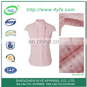 Fashion Pink Checked Women Shirts and Tops for Office Lady thumbnail-1