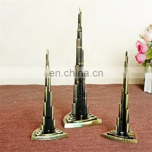 Vintage Decor Metal Craft Retro Antique Bronze Burj Khalifa Model Home Decoration thumbnail-2