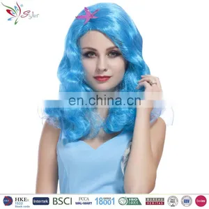 Synthetic Fibre Long Curly Blue and Pink Cosplay Party Little Mermaid Wig thumbnail-2
