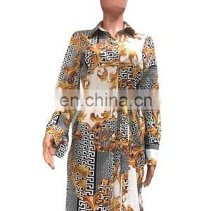 Print Waist Binding Casual Dresses Long Sleeve Dresses thumbnail-5