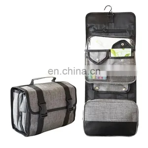Fashion Men Folding Roll Toiletry Bag Hanging Storage Organizer Washing Travel Bag With Hook thumbnail-2