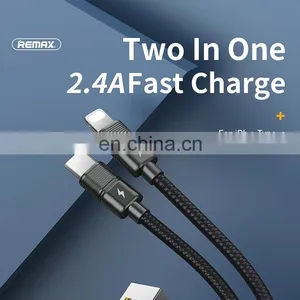 Remax 2.4A Cell Phone Accessories 2 In1 Data Cables, 1M TPE Zinc Alloy USB to Type C Lighnting thumbnail-5