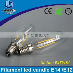 Langma Shenzhen Led Supplier CE 230V Clear All Glass Candle 360 Degree Ra>80 2W 4W C35 Filament Bulb Led 230v E14 UL/CUL thumbnail-2