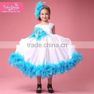 Hot Sale Girl Feather Tutu Dress Pageant Dress Girls Feather Dress thumbnail-5