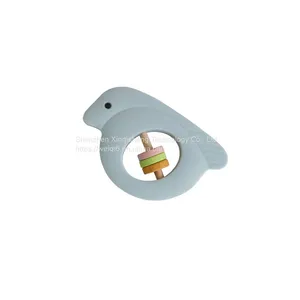 Baby Wooden Bird Bed Rattles Silicone Bird Shape Teether Rodent Baby Rattle Toys Teether thumbnail-2