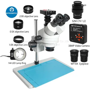 Industry 3.5X-90X Simul-Focal Trinocular Stereo Microscope for PCB Repair thumbnail-1