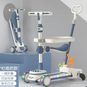 New Children's Scooter, Can Ride and Fold, 2-12 Years Old With Music Baby Five in One yo yo Scooter（Wechat:13510231336） thumbnail-3