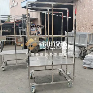 Stainless Steel Trolley, 304 Stainless Steel Material Handling Cart for Food & Pharmaceutical Workshop, Custom Stainless Steel Transfer Trolley thumbnail-5