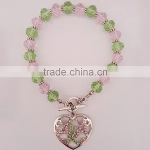 AKA Crystal Pink Green Heart Girls Gift Alpha Sorority Charm Bracelet Alpha Kap Alpha Rhinestone Bracelet Jewelry Quality Choice thumbnail-2
