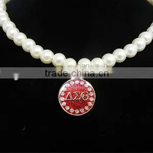 Newnest Round Delta Sigma Theta DST Sorority Pearl Necklace Pendant Quality Choice thumbnail-1