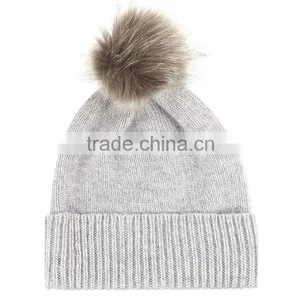 Knitted Real Fur Pom Pom Attached Crochet Fancy Baby Beanie Hats Quality Choice thumbnail-4
