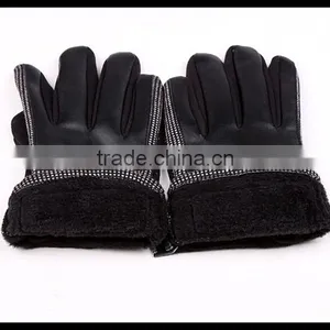 Lady's High-grade Fashion Sheepskin and Wool Patched Gloves thumbnail-2