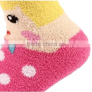 Custom Colourful Lovely Dot Women Fuzzy Terry Warm Thick Cartoon Fluffy Sport Socks thumbnail-4