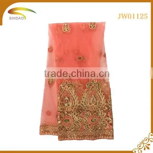 Wholesale High Quality Latest Nigerian Decorative Embroidery 3D Patterned Silk Fabric Market in Indian thumbnail-6