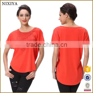 Ladies Bulk Wholesale T Shirts 100% Rayon Made by China T Shirt Factory thumbnail-1