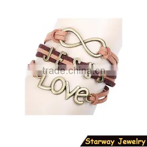 >>New Arrival Christian Infinity LOVE Jesus Leather Bracelet/ thumbnail-1