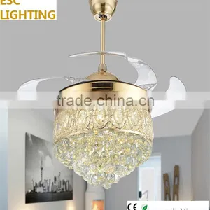 Modern Style 4PCS LED Ceiling Fan With Crystal Shade Contemporary-ceiling-fans thumbnail-1