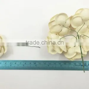 Pale Yellow Cream, Large Handmade Mulberry Paper Flower, Wedding Party, Scrap-booking Crafts thumbnail-3