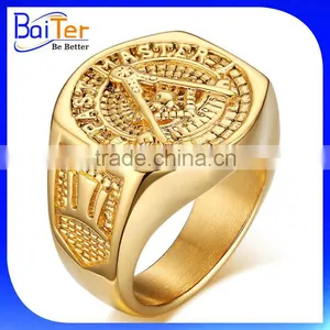 Custom Logo Engraved Blank Stainless Steel Men's Signet Ring Wholesale Quality Choice thumbnail-3