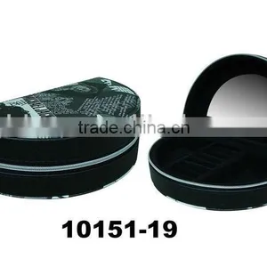 Leather Cardboard Black Earring Box/new Wholesale Fashionable Jewelry Box With Mirror and Zipper Box Design thumbnail-1