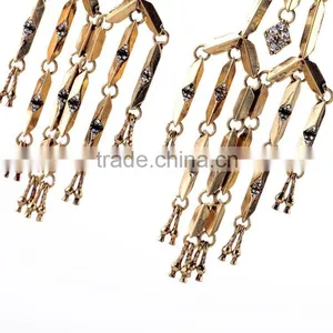 Statement Wholesale Fashion Alloy Tassel Drop Earring Vintage Crystal Pendant Earring thumbnail-2