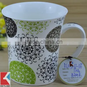 11OZ Good Looking Flower Design Decal Printed Coffee Cups, Shiny Surface New Bone China Mug, KL5004-346 thumbnail-2
