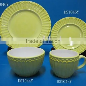 Ceramic Color Glazed Dinner Set With Embossed Designs thumbnail-1