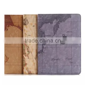 Fashion Map Leather Wallet Case for IPad Air 2,For Ipad 6 Case and Covers thumbnail-1