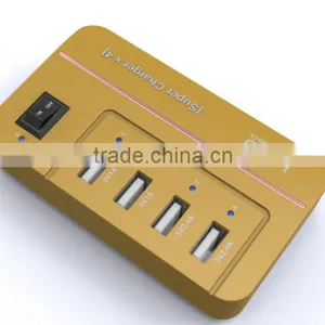 20W 4 Port Multiple USB Family-sized Desktop Rapid Charger Multi Travel Power Adapter for USB-Charged Devices(Black) thumbnail-3