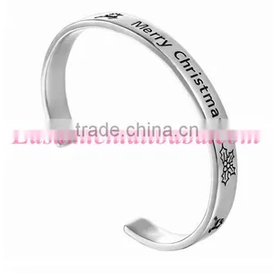 Zinc Alloy Main Material Christmas Jewelry Letter Christmas Element Cuff Bangle thumbnail-4