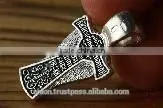 Silver 925 Cross Crucifix & Angel. Russian & Greek Orthodox Style. Burnished Silver thumbnail-2