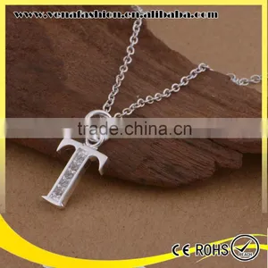 Silver Chian t Initial Letter Pendant, Fashion Letter Pendant Jewelry thumbnail-4
