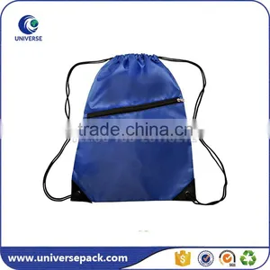New Style Nylon Drawstring Backpack Bag With Front Zipper Pocket thumbnail-1
