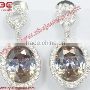 Hot Sale Korean Fashion Design 925 Silver Earrings Jewelry,big 3 Color cz Center,3A Grade White Cz,brand New Silver Earrings thumbnail-1