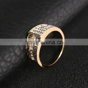 Vintage Wide One Side Multirow Channel Crystal Gold Ring Both For Men And Women thumbnail-1