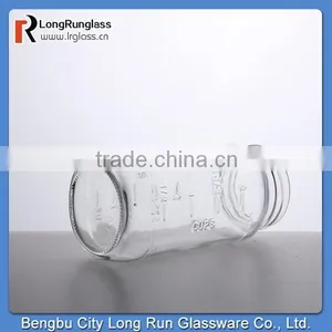 LongRun Wholesale 1L Square Measure Transparent Milk Glass Jar thumbnail-2
