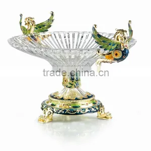 RORO Enrichment Enamel Crystal Glass Fruit Holder Plate Home Decoration Household Decorative Display thumbnail-1
