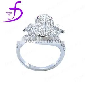 AAA Zircon 925 Sterling Silver Imitation Micro Pave Setting Frog Ring thumbnail-1