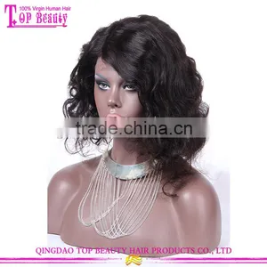 14 Inches Wholesale Cheap Brazilian Virgin Human Hair Full Lace Wig Sew In Side Part Bob Wigs thumbnail-3