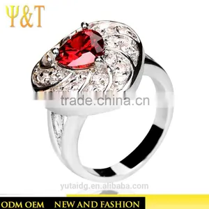 Jingli Jewelry Heart Shaped Silver Ring With Ruby (YJ-809) thumbnail-1