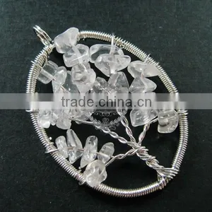 40x55mm Round Handmade Wiring Tree in Random White Crystal Stone Pendant Charm DIY Supplies 1820246 thumbnail-2