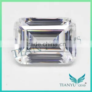 Free Sample Wholesale Synthetic Zircon Gemstone Emerald Cut White Cubic Zirconia Jewelry thumbnail-1