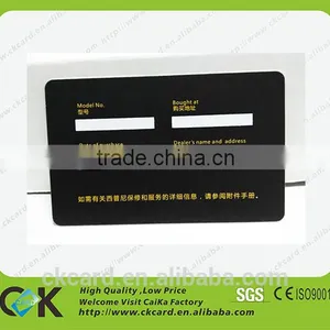 High Quality Black PVC Hot Stamping Warranty Card Guarantee Card thumbnail-3