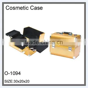 2 Layers Yellow Color Aluminium Cosmetic Case thumbnail-1