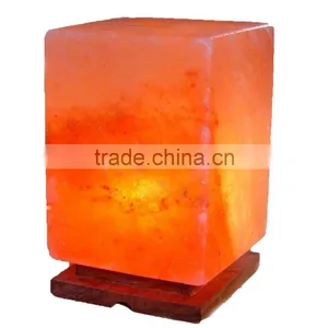 Salt Crystal Rock Geometric Rectangular Shape Himalayan Lamp 7" X 4.5" Air Purifier Home Decor thumbnail-1