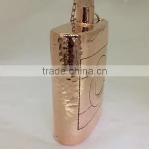 Premium Quality 100% Pure Copper Bottle | Hip Flask Pocket Bottle | Hammered Bottle thumbnail-2