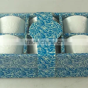 White Ceramic Tea Cup With Flower Embossing for Wholesale 6 Pcs per Set,with Color Box thumbnail-2